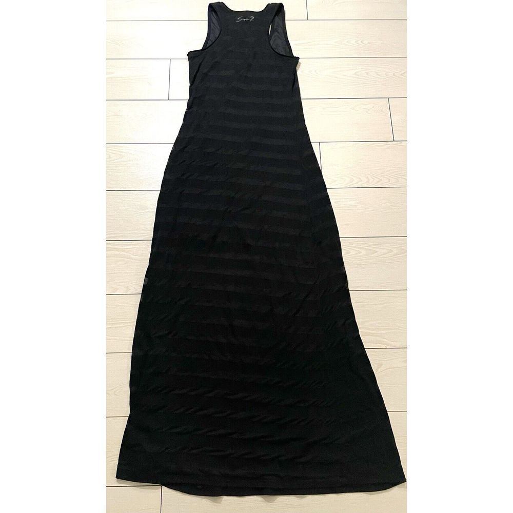 Seven 7 Womens Black Sleeveless Scoop Neck Maxi Dress Size Small With Stripes